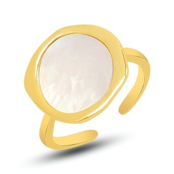 18K Gold Plated Adjustable Finger Ring Nacre