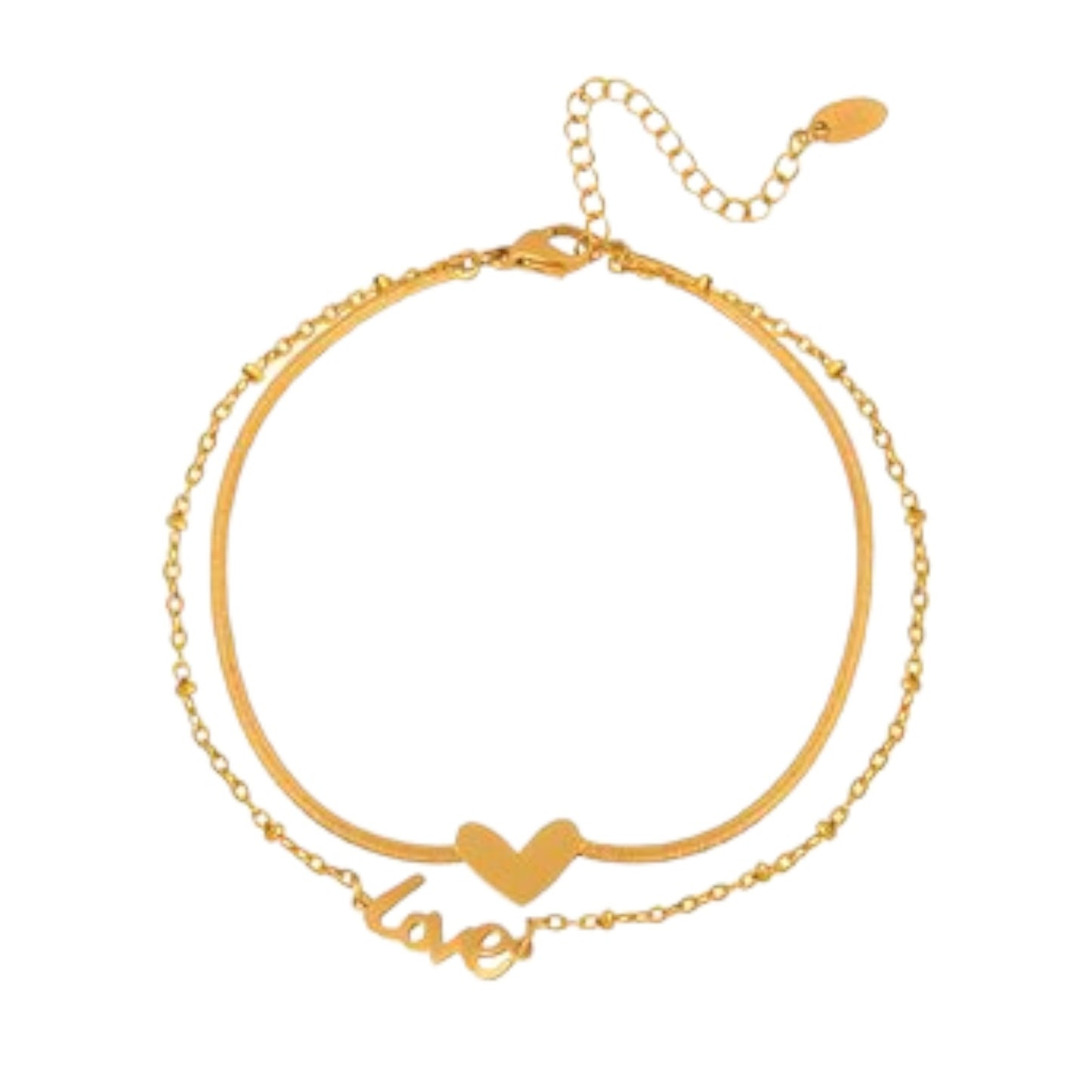 18K Gold Plated Waterproof Heart & Love Bracelet