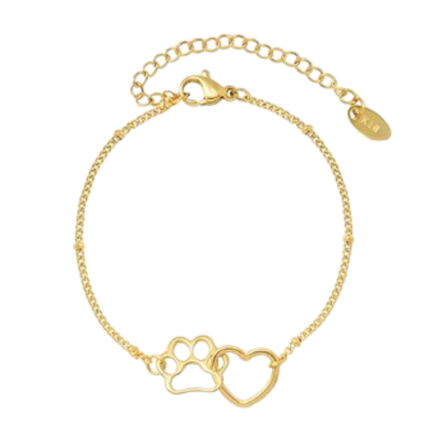 18K Gold Plated Stainless Steel "Heart And Paw" Bracelet