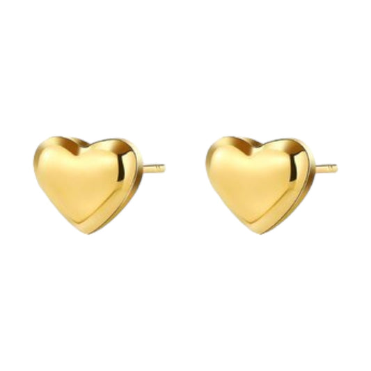 18k Gold Plated Heart Earrings Studs