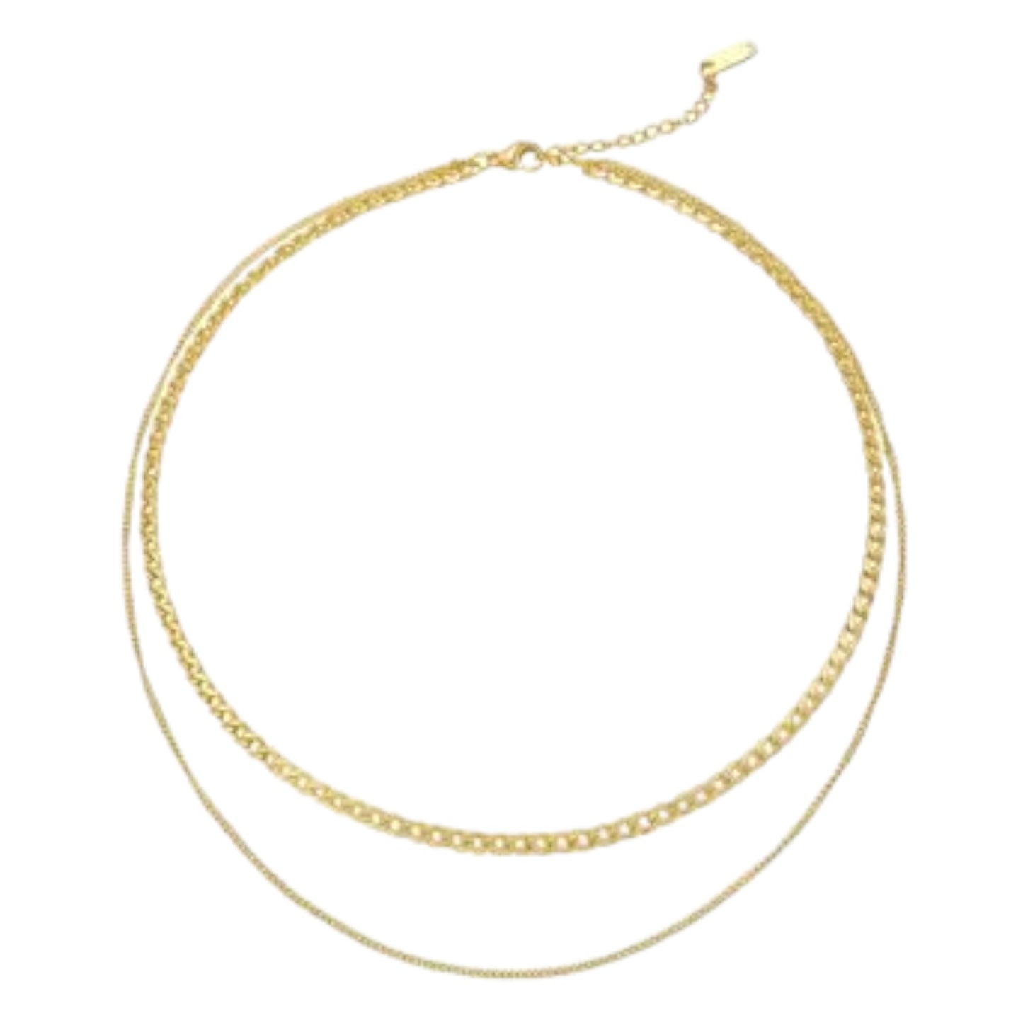 18K Gold Plated Stainless Steel Two Layers Necklace