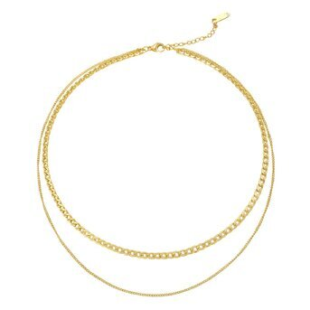 18K Gold Plated Stainless Steel Two Layers Necklace