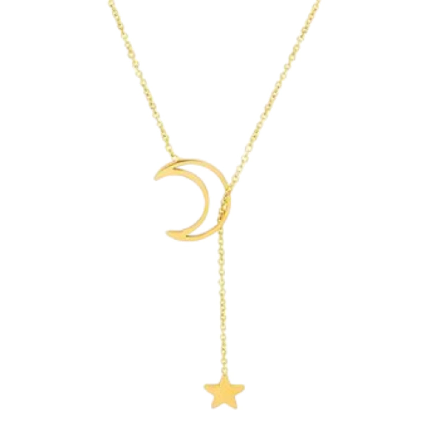 18K Gold Plated Stainless Steel "Moon" and "Star" Necklace