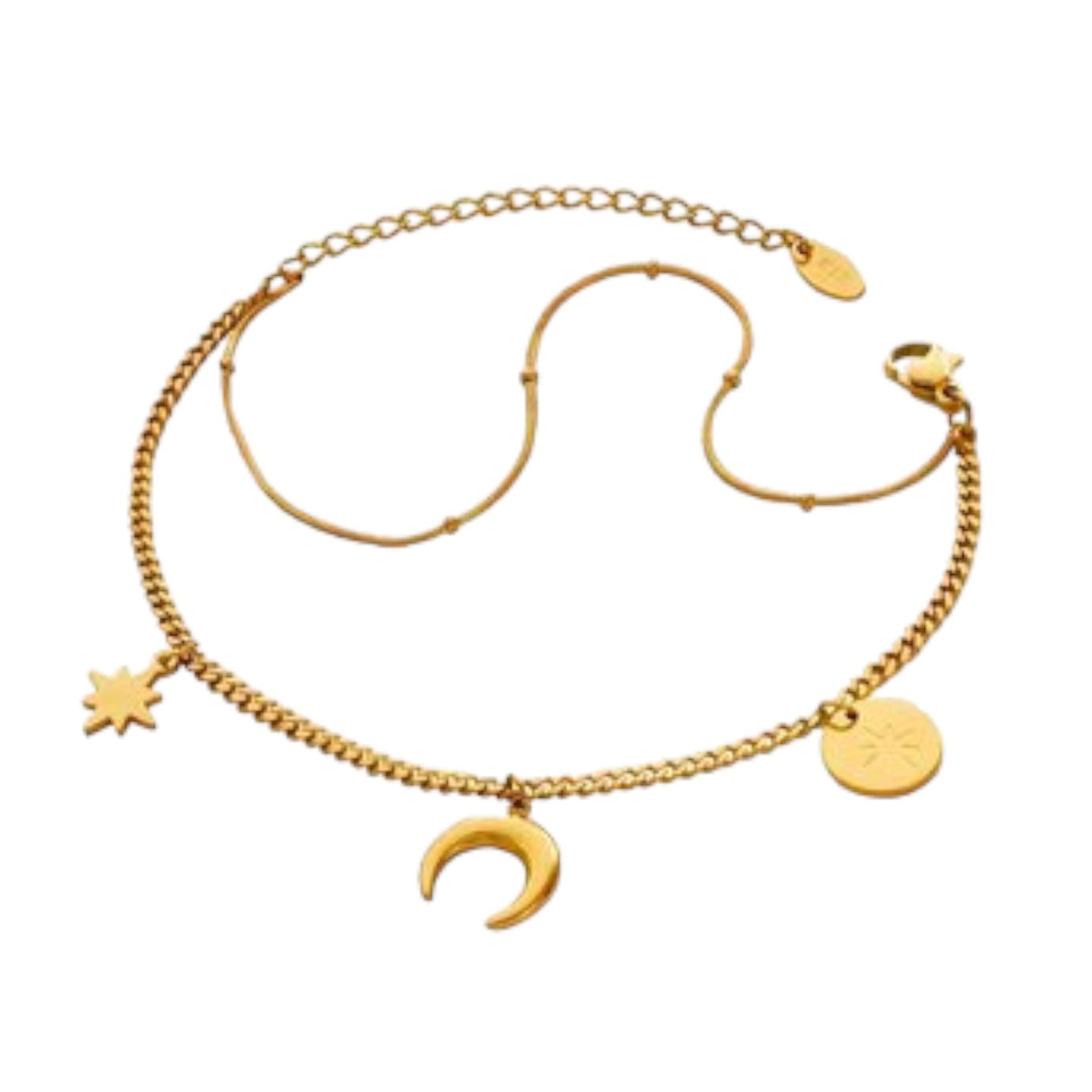 18K Gold Plated Stainless Steel Moon & Stars Bracelet