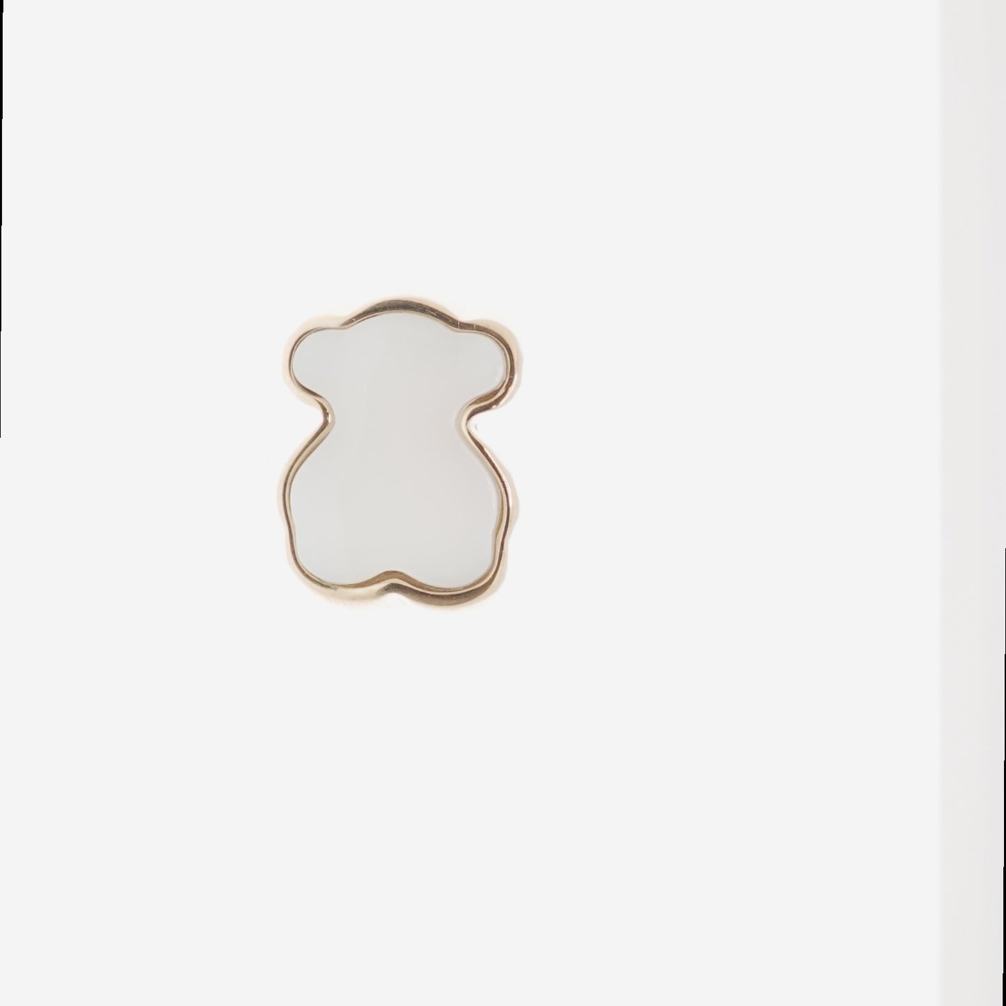 Adjustable chunk teddy bear ring, white & gold