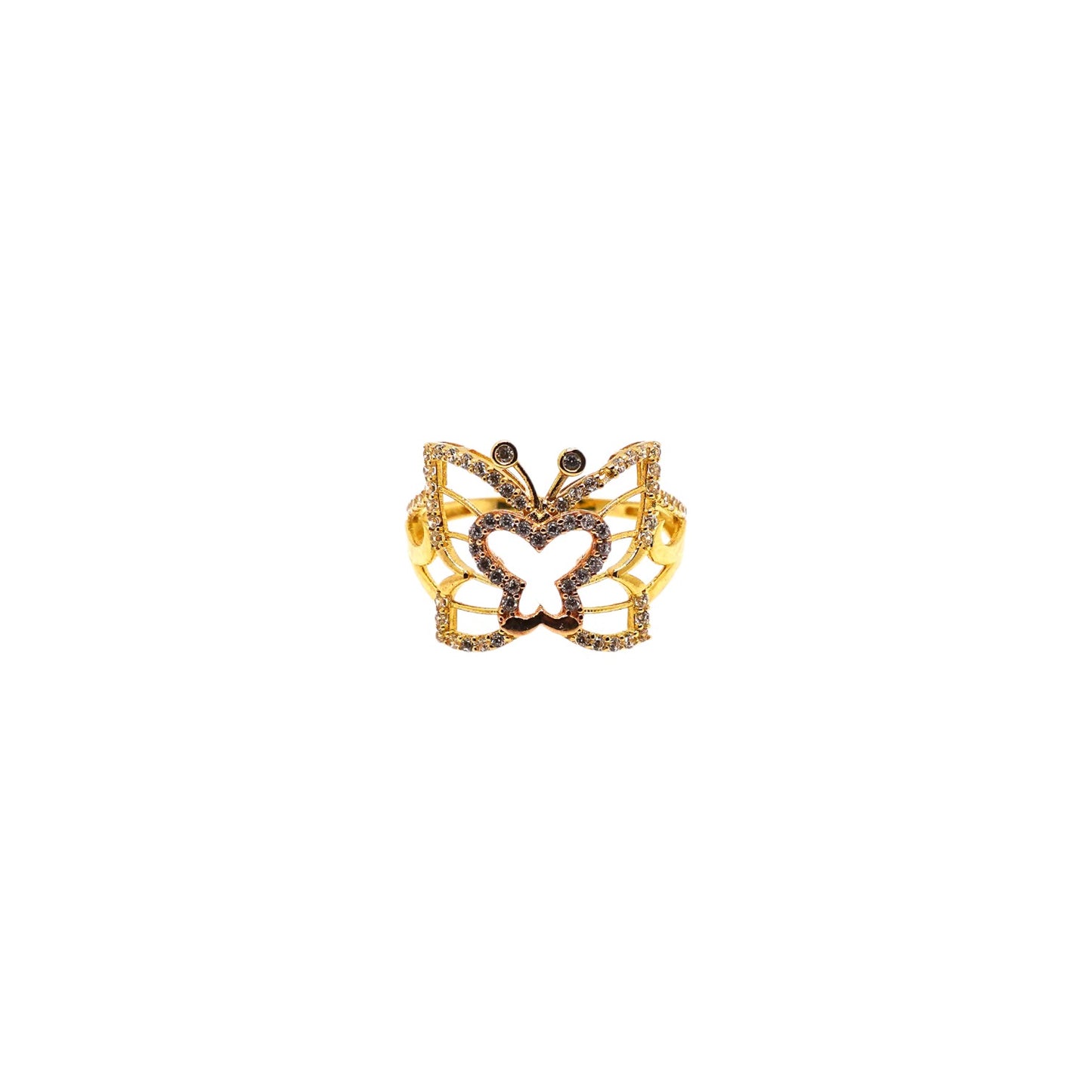 2 Colors Butterfly W/ZC Ring 14K Italian gold