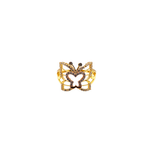 2 Colors Butterfly W/ZC Ring 14K Italian gold