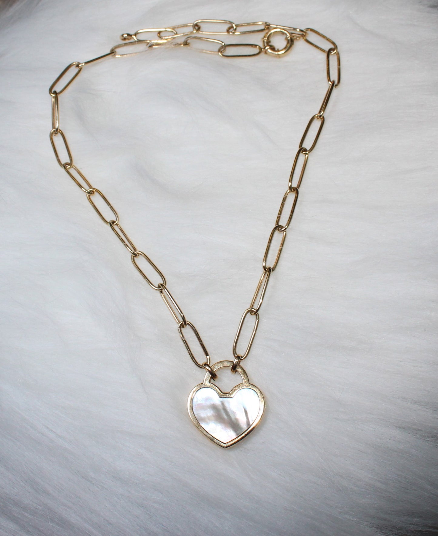 Paperclip chain with heart charm