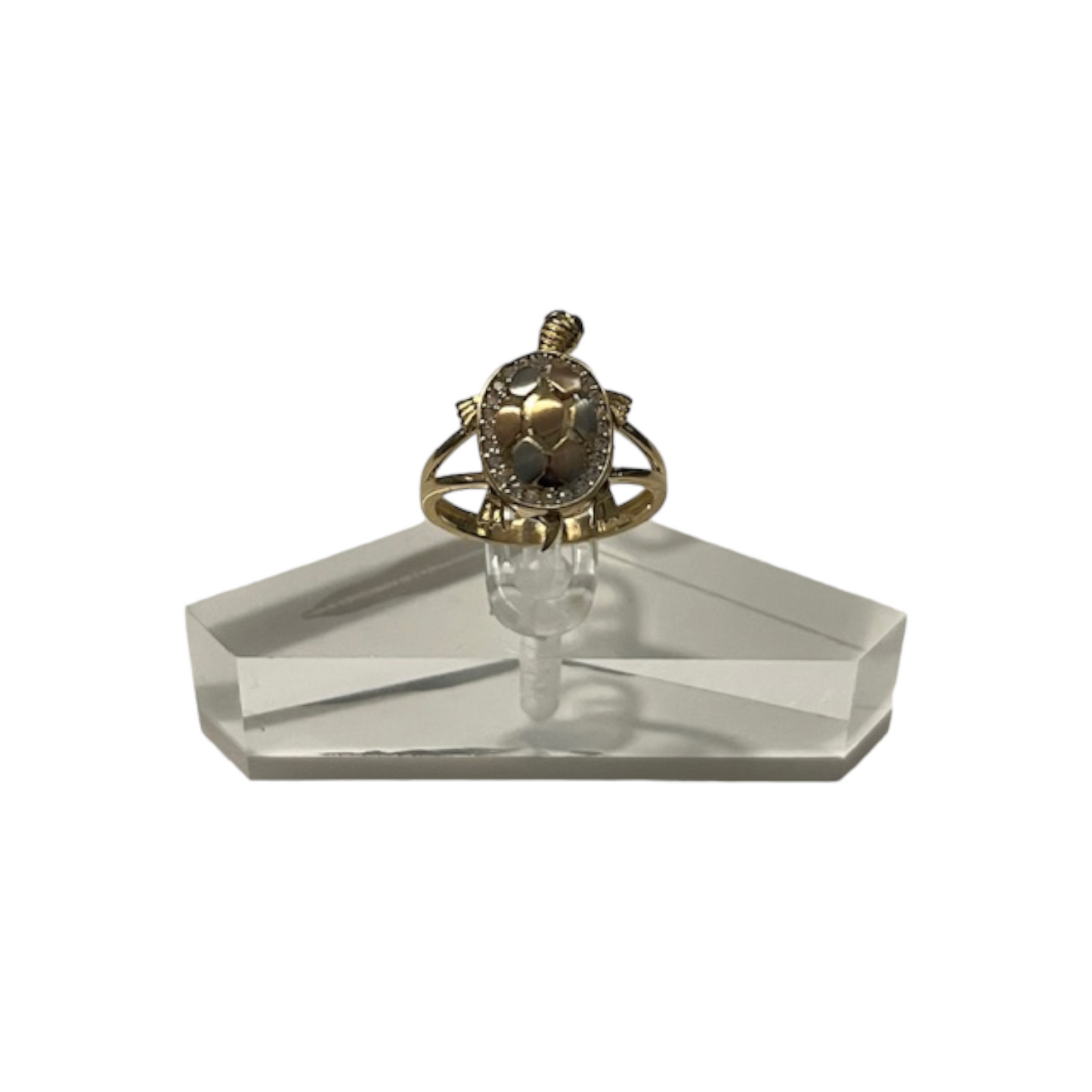 14K Gold 3 tone turtle ring