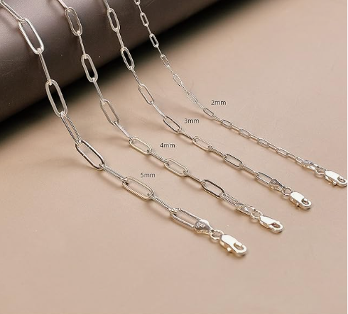 925 Silver paperclip chain