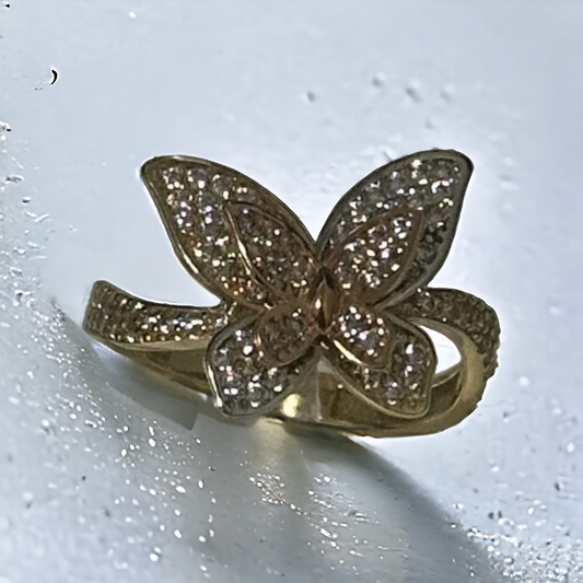 14K Italian Gold Butterfly Three Tone Ring