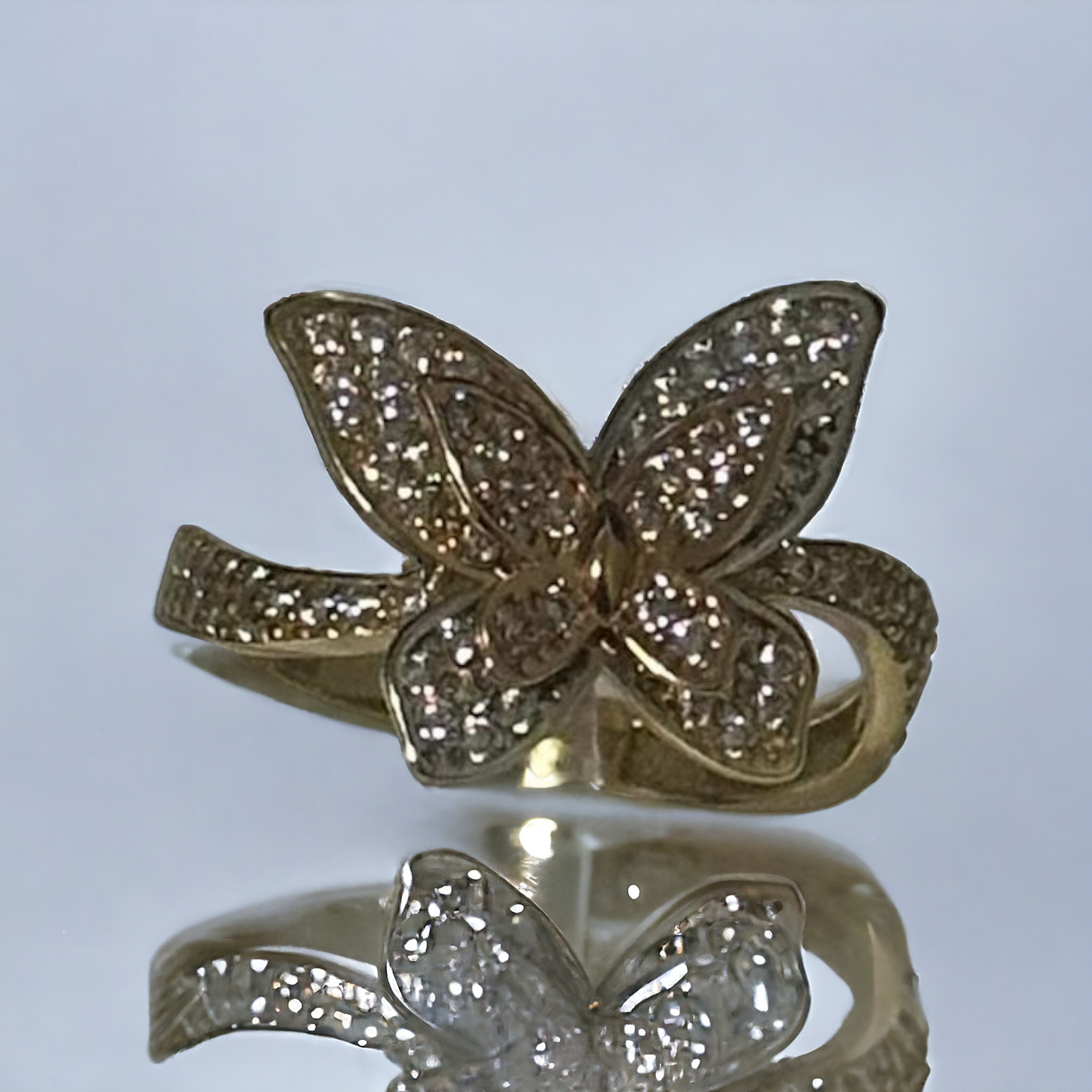 14K Italian Gold Butterfly Three Tone Ring