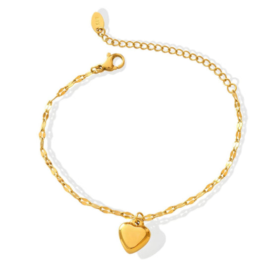 18K Gold Plated Stainless Steel "Heart" Bracelet